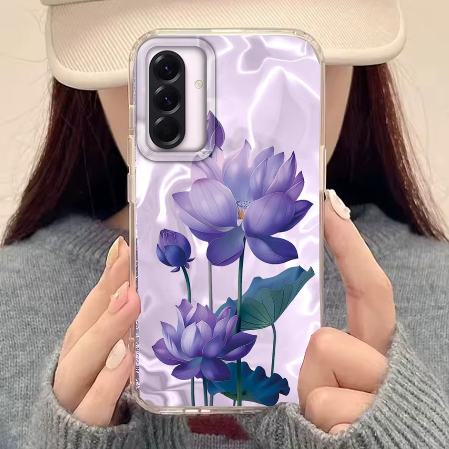INS Lotus Floral Luxus Handyhülle für Samsung Galaxy A56 A55 A16 A07 A17 A26 A54 A15 A13 A36 A25 A35 A14 A34 A12 in Bunt und Lila - Bild 2