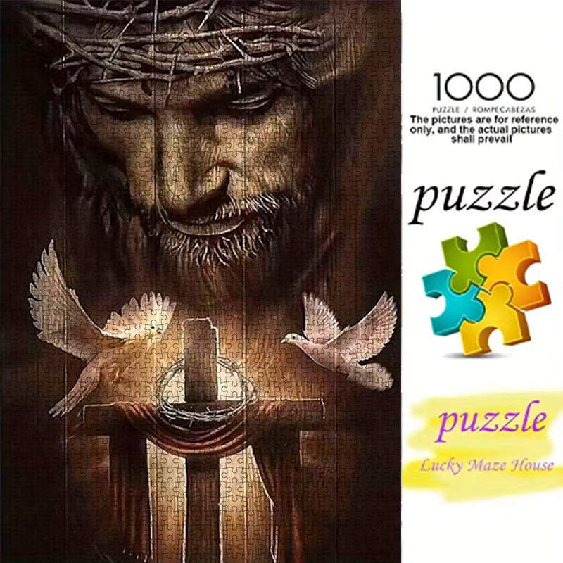 AZNM DIY-Papierpuzzle, Jesus-Porträt, Friedenstaube, 1.000 Teile - Bild 5