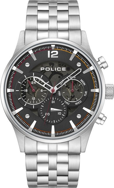 Police Herrenuhr, Quarz, Edelstahl, 45 mm, Schwarz, 5 ATM - Bild 1