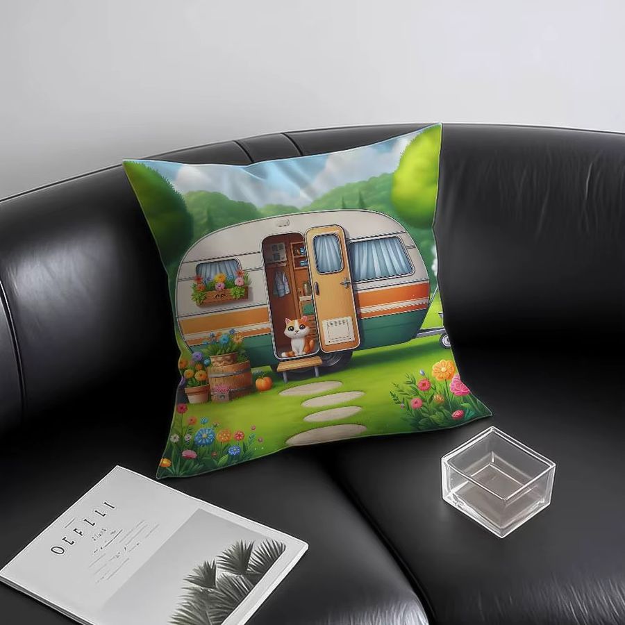 Happy Campers Auto-Kissenbezug mit Anti-Staubmite-Schutz und unsichtbarem Reißverschluss für dein Schlafsofa - Bild 2