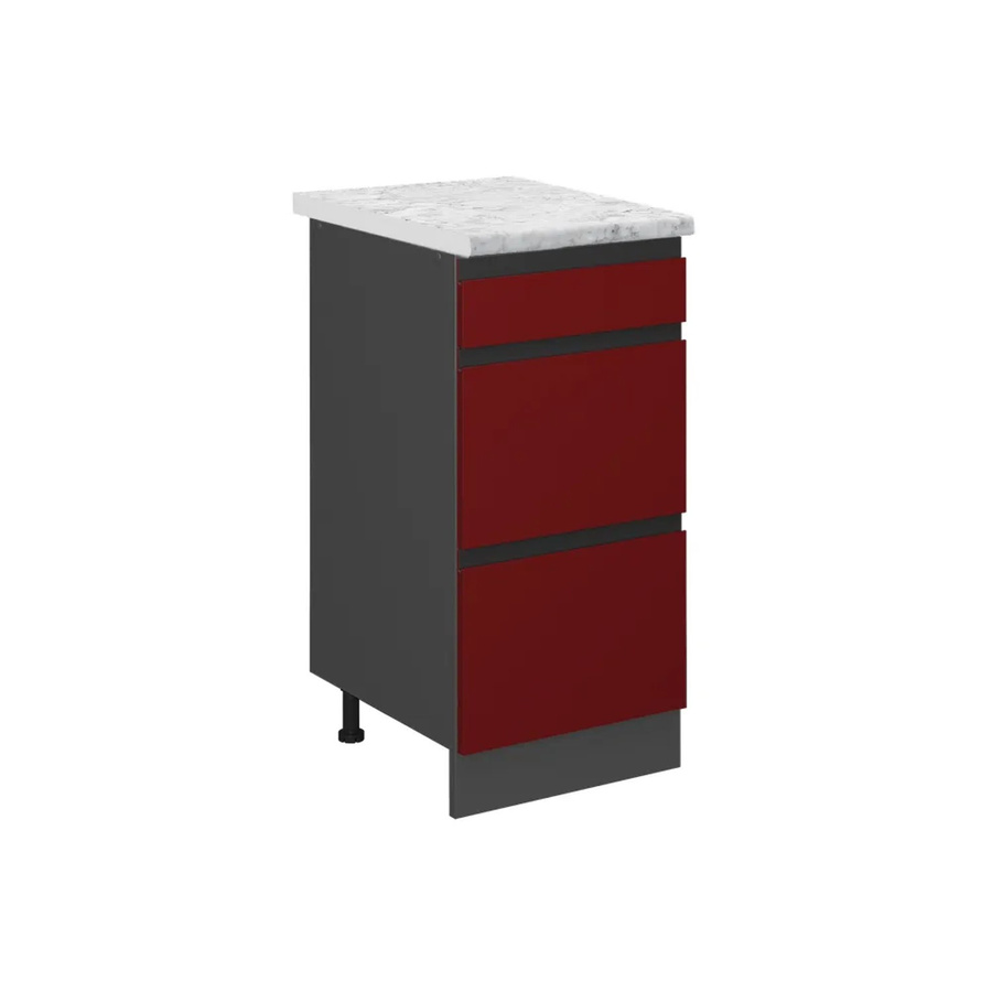 Vicco R-Line Schubladenschrank für die Küche in Rot mit Marmor-Optik, B/T/H: 40 x 46 x 81,6 cm - Bild 2