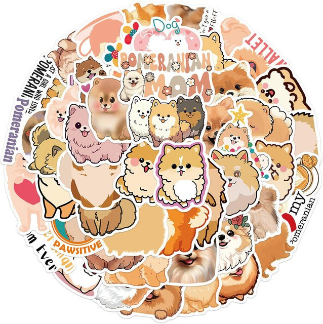 50 Stück Cartoon Pomeranian Graffiti Aufkleber von LanLanStickersWorld in Multicolour für Fahrrad, Notizbücher und Federmäppchen - Bild 1