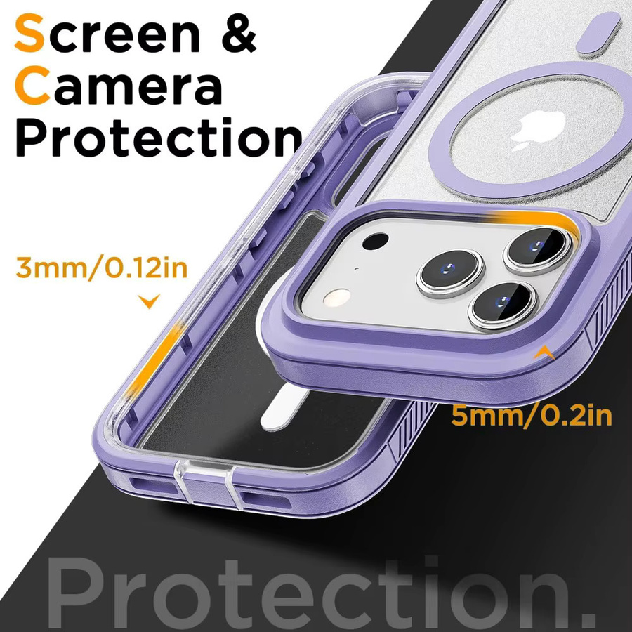 Matte Klare Magnetische OTT-Handyhülle für iPhone 17 16 15 14 Plus 13 Pro Max mit rutschfestem Griff und kabelloser Ladefunktion in Transparent, Pink oder Purple - Bild 5