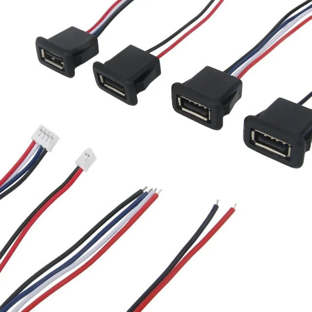 ELECAPITAL USB 2.0 Weibliche Power Jack Buchse mit PH2.0 Kabel und 2/4 Pin Lade Port Stecker in Schwarz - Bild 1