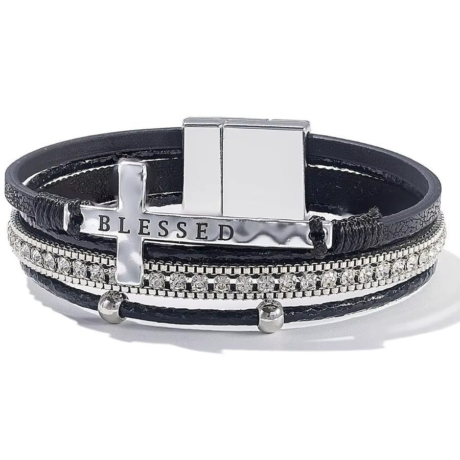 BLESSED Armband, Leder, Kristall, böhmischer Stil, Damen, Silber - Bild 3