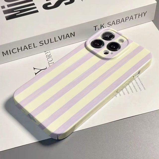 Clmj Swag Handyhülle aus hartem PC in Lila Gestreift für Google Pixel 7 7a 8 8a 9 9a Pro XL 5G mit glänzender Folie - Bild 1