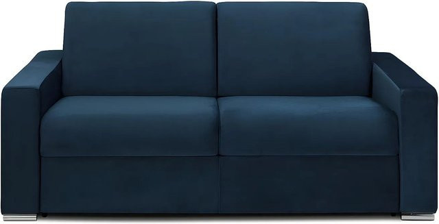 Vente-unique Schlafsofa Calito in Marineblau mit Samtbezug, Breite: 194 cm - Bild 1