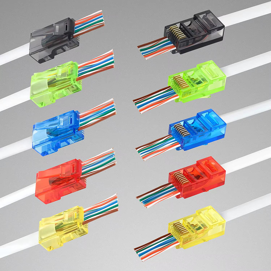 Linkwylan RJ45 Cat6 Pass Through Steckverbinder für Ethernet LAN Netzwerkkabel, Multicolor - Bild 2
