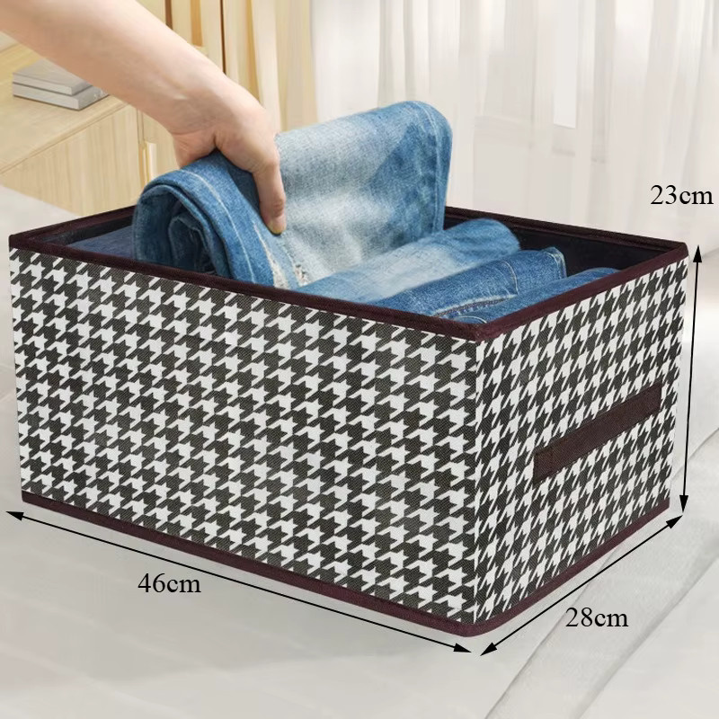 Thousand Bird Grid Aufbewahrungsbox aus Stoff in Schwarz, faltbare Organizer-Tasche für Kleiderschrank und Spielzeug, B/T/H: 46,0 x 23,0 x 6,0 cm - Bild 5