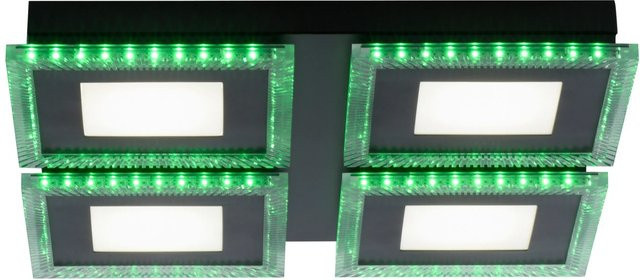 Just Light Acri Deckenleuchte Schwarz mit LED und Fernbedienung, 4-flammig, RGBW Effekt, quadratisch - Bild 1