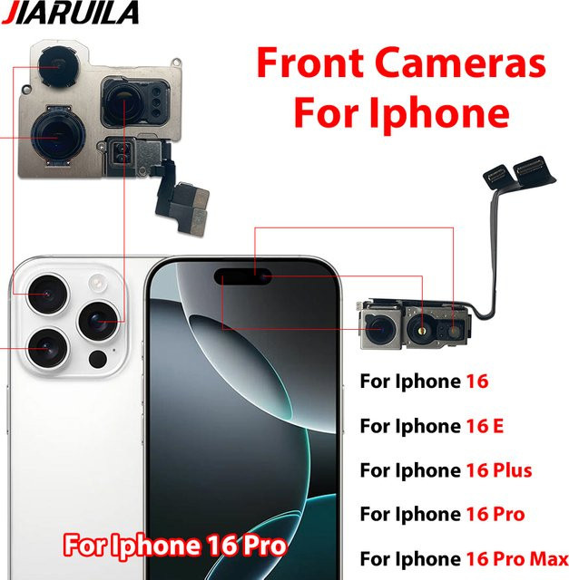 Apple Ersatzteil-Set: Großes hinteres Hauptkameramodul und kleines vorderes Kameramodul-Flexkabel für iPhone 16, 16 Plus, 16 Pro, 16 Pro Max und 16E - Bild 1