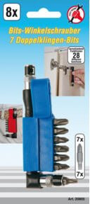 BGS Do it yourself Winkelschrauber Blau mit 7 Doppelklingen-Bits 20805, 8-teiliges Set, Antrieb Außensechskant 6,3 mm (1/4") - Bild 1