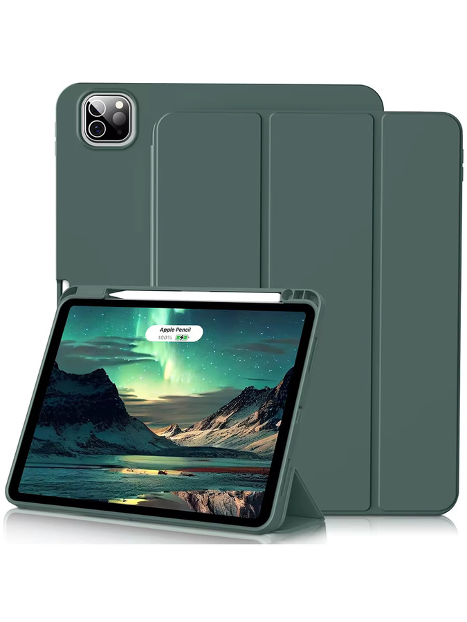 Leke-Leka Trifold Stand Flip Cover Federmäppchen für iPad Air und Pro mit Stifthalter in Blau und Grün - Bild 3