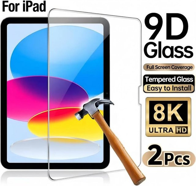 2 Stück Apple iPad Displayschutzfolie aus gehärtetem Glas, transparent, passend für iPad Air 11 Zoll und 13 Zoll sowie iPad 10. Generation - Bild 1