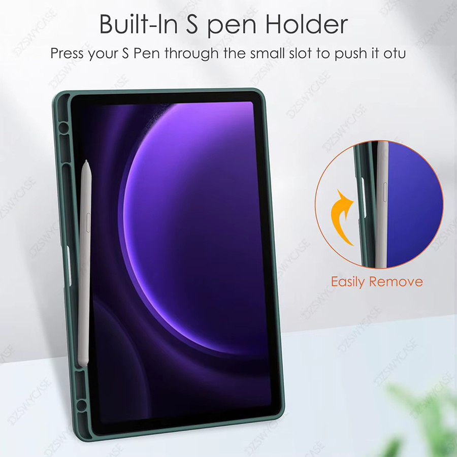 Samsung Schutzhülle für Galaxy Tab S10 Lite, S10 FE und S9 FE mit transparenter Rückseite und Auto-Schlaf-Wach-Funktion in Blau und Grün - Bild 5