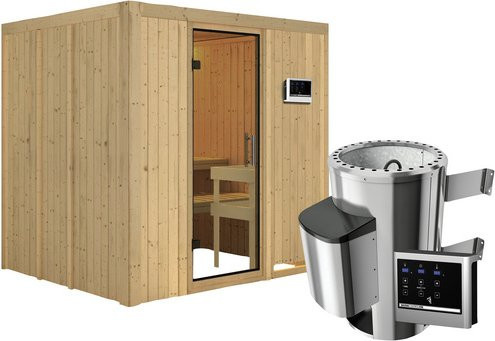 Karibu Sauna Olai für 3 Personen mit 3,6 kW Saunaofen und externer Steuerung, beige, B/T/H: 198 x 170 x 196 cm - Bild 1
