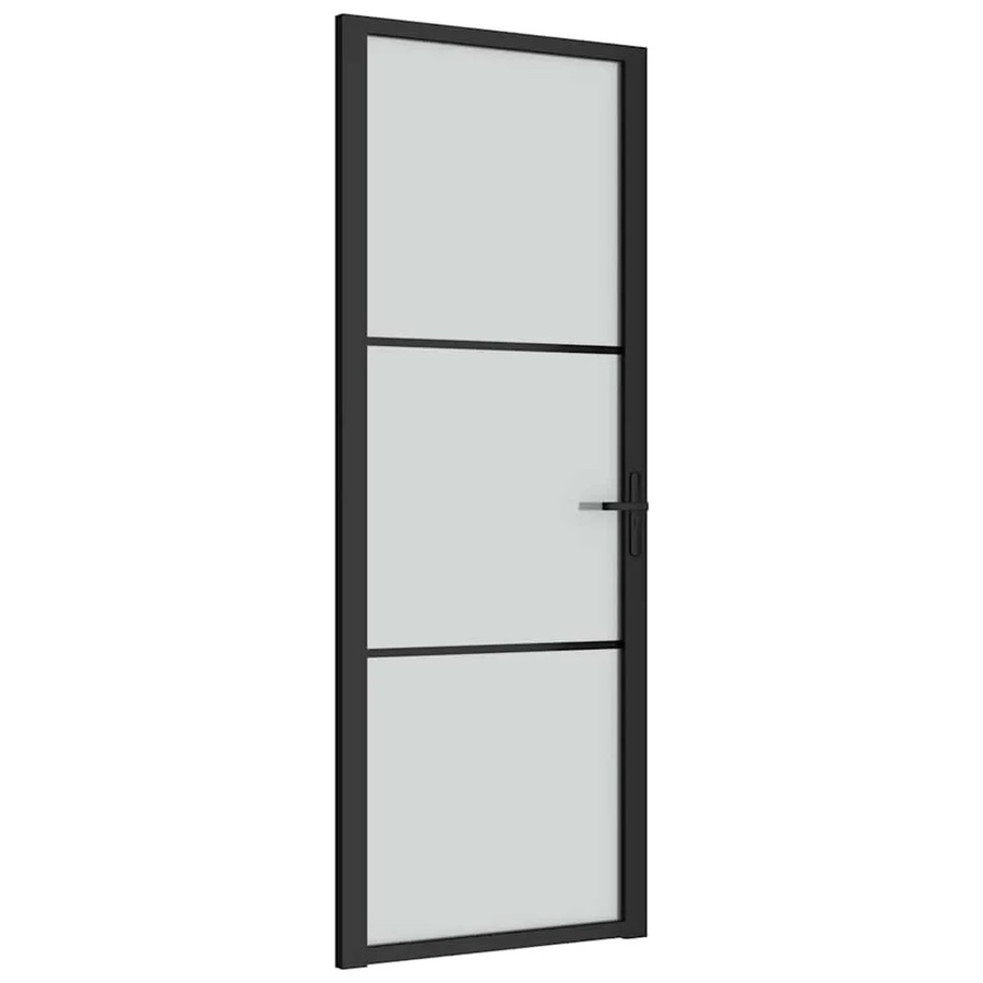 vidaXL Innentür modern in Schwarz mit Mattglas und Aluminium, B: 76 cm, H: 201,5 cm - Bild 2