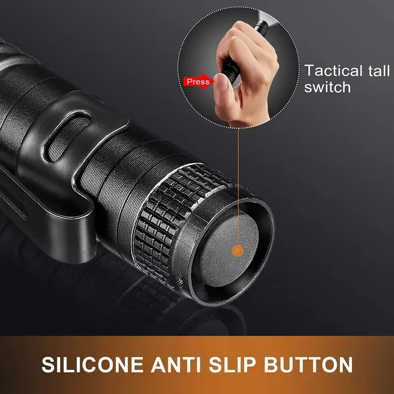 KDULIT Tragbare Mini-LED-Taschenlampe aus Metall in Schwarz für Camping, Garten und Notfälle - Bild 4