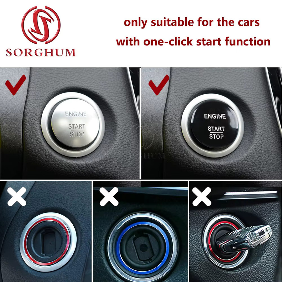SORGHUM Auto Keyless One-Click Start Stop Push Button Motor Zündschalter für Mercedes Benz W176 W204 W212 W207 GL X164 GLE in Silber - Bild 2