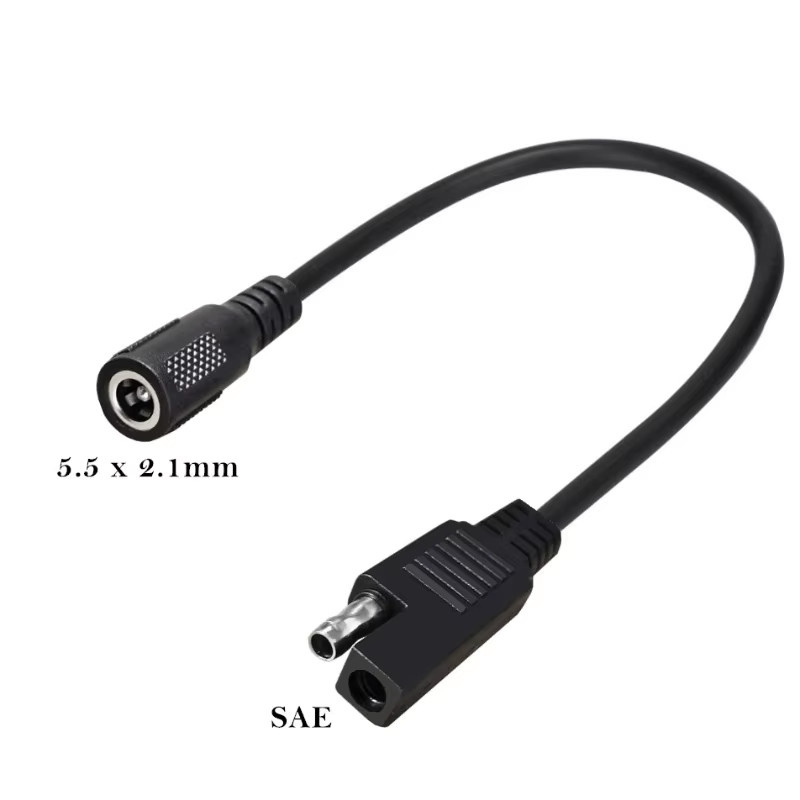 SAE zu DC 5,5 x 2,1 mm Netzadapterkabel für Solarmodule, Auto und Motorrad, Schwarz - Bild 2