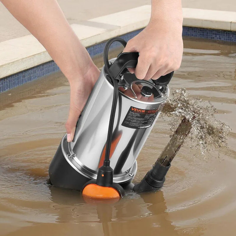 Buying Solutions MB Tauchpumpe aus Edelstahl für Schmutz- und Klarwasser mit automatischem Schwimmerschalter, 710W, 20000 L/H, Farbe: Silber - Bild 4