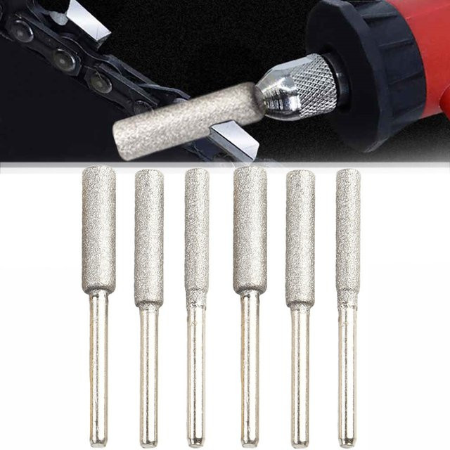 Vibratite 6er Set Kettensäge Spitzer zum Schärfen und Polieren in 4mm, 4,8mm und 5,5mm sowie 3mm Grat für Gravur und Schleifarbeiten in Silber - Bild 1