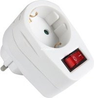 Brennenstuhl Adapterstecker Schutzkontakt mit Schalter in Weiß - Bild 1
