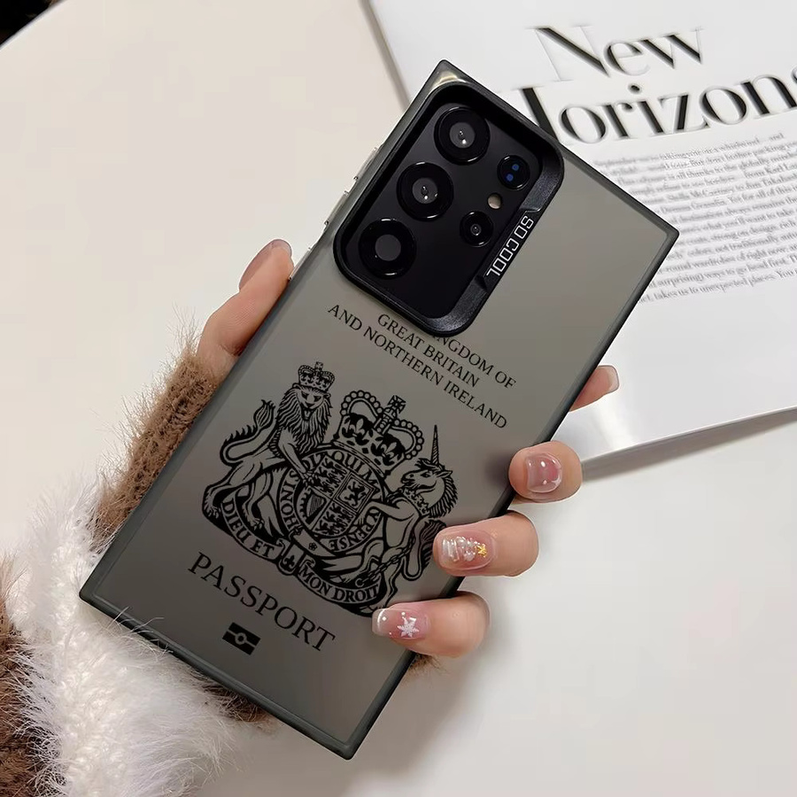 Silberne Silikon Handyhülle im Britischen Reisepass-Design für Samsung Galaxy S25 Edge S24 S23 S22 S21 S20 Ultra - Bild 3