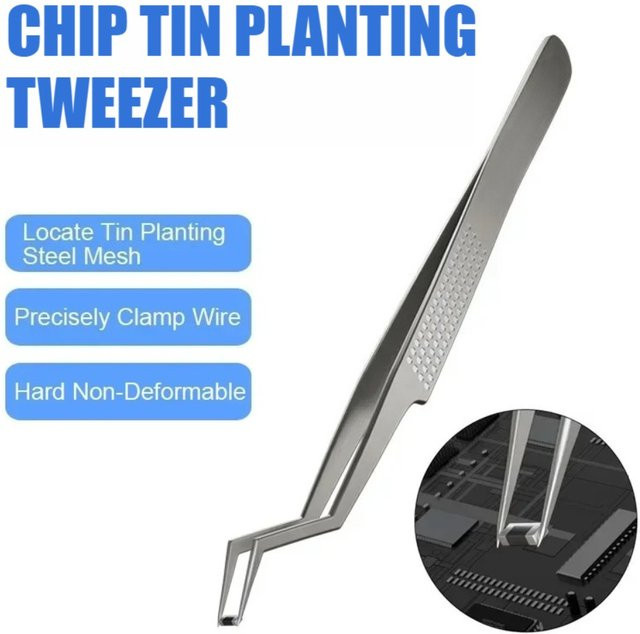 Chip-Tin-Positionierungspinzette aus Edelstahl in Silber für präzises Klemmen von Zinndraht - Bild 1