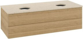 V&B Antao Waschtischunterschrank mit Frontstruktur und LED-Beleuchtung, Farbe Honey Oak, B/T/H: 120 x 36 x 50 cm - Bild 1