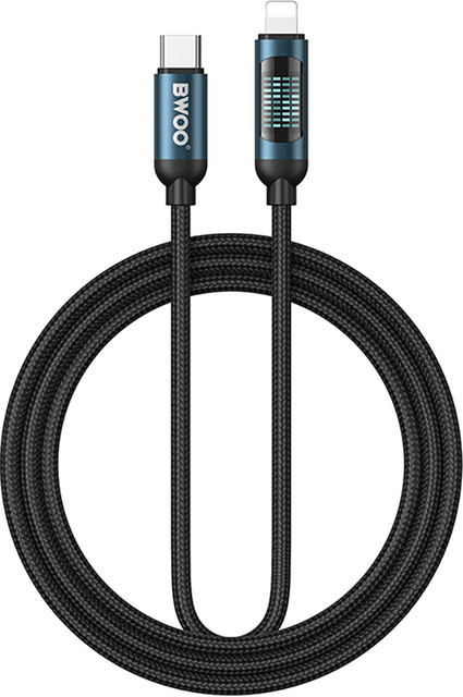 BWOO X305 USB-C auf Lightning Daten- und Ladekabel mit Display, 27W, Schwarz, Länge: 1 m - Bild 1