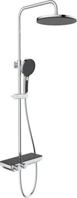 Swiss Aqua Technologies Duschsystem Rain mit Thermostat und Handbrause in Schwarz und Chrom, Breite: 25 cm - Bild 1