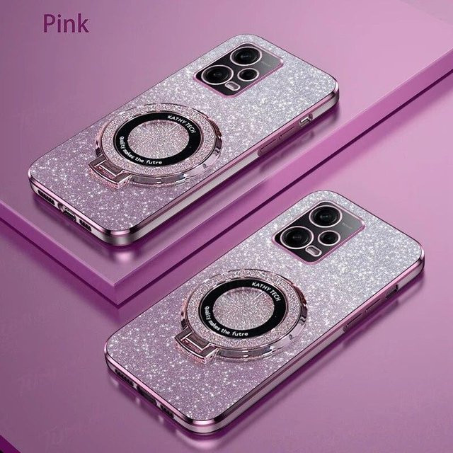 Luxus Magnetische Schutzhülle mit Halterung für Xiaomi Redmi Note Serie in Silber und Rosa - Bild 1