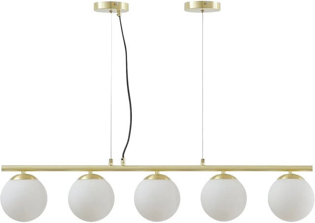 Vente-unique Hängeleuchte und Kronleuchter Sofia in Weiß und Goldfarben aus Messing mit Kugeln, Durchmesser: 100 cm - Bild 1