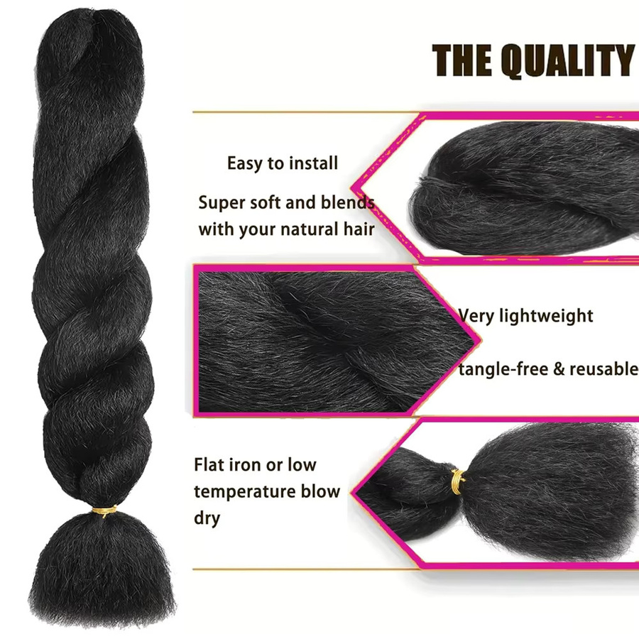 SHES BEAUTY Häkelhaar, Synthetikfasern, Yaki Schwarz, 26 Zoll - Bild 1