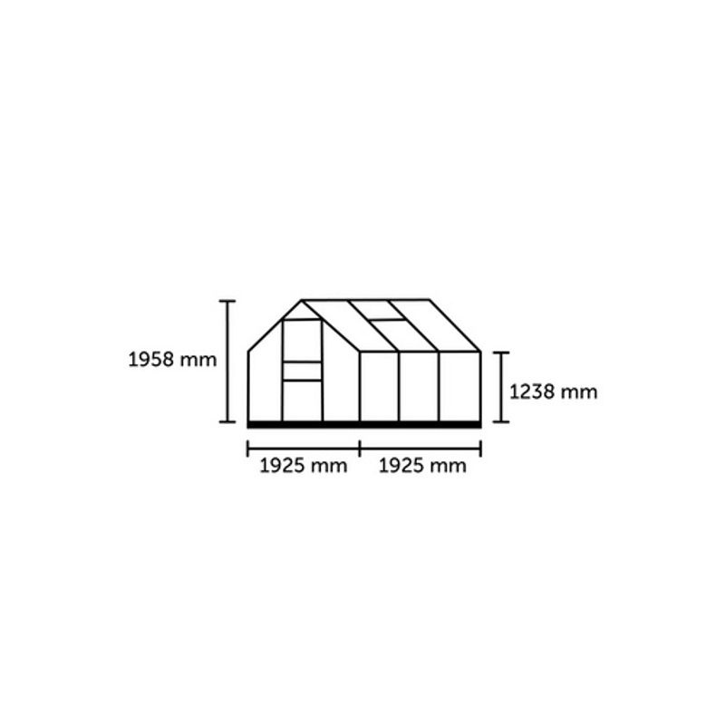 HALLS Gewächshaus Popular mit 3,8 m² Fläche, Schwarz, Aluminium und 3 mm Blankglas - Bild 2