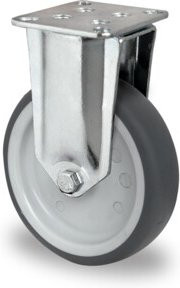 CASCOO Bockrolle Serie P2T2 mit Gleitlager, Durchmesser: 100 mm, grau, verzinkter Stahl und Kunststoff - Bild 1