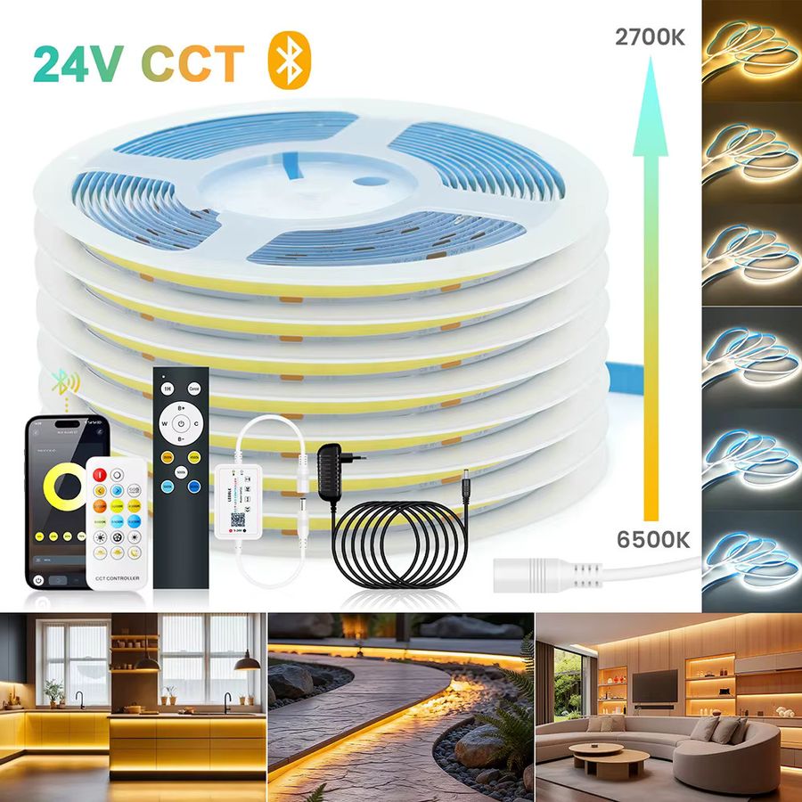GAHADA COB LED Streifen Linear mit Bluetooth Steuerung, dimmbar CCT, 576 LEDs/m, 24V, RA90, für Home Beleuchtung - Bild 3