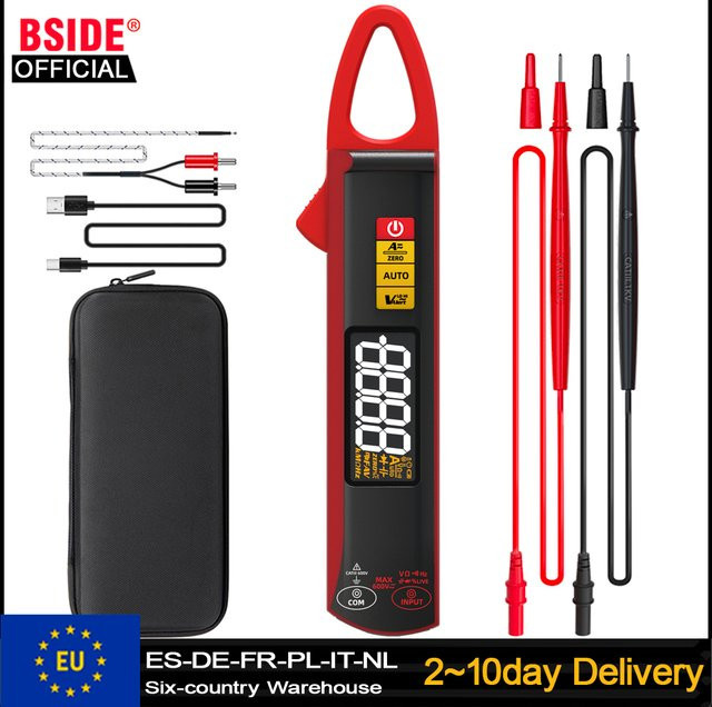 BSIDE UX2 Digitales Zangenmessgerät True RMS Amperemeter für DC/AC Strom mit Temperaturtester in Rot - Bild 1