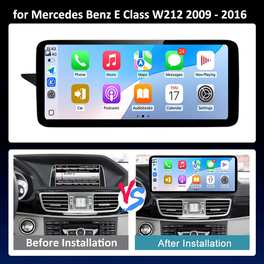 LIARO-NAVI Android Multimedia-Player mit QLED-Bildschirm und 4G für Mercedes Benz E-Klasse W212 (2009 - 2016), inklusive Carplay und DSP, Schwarz - Bild 4