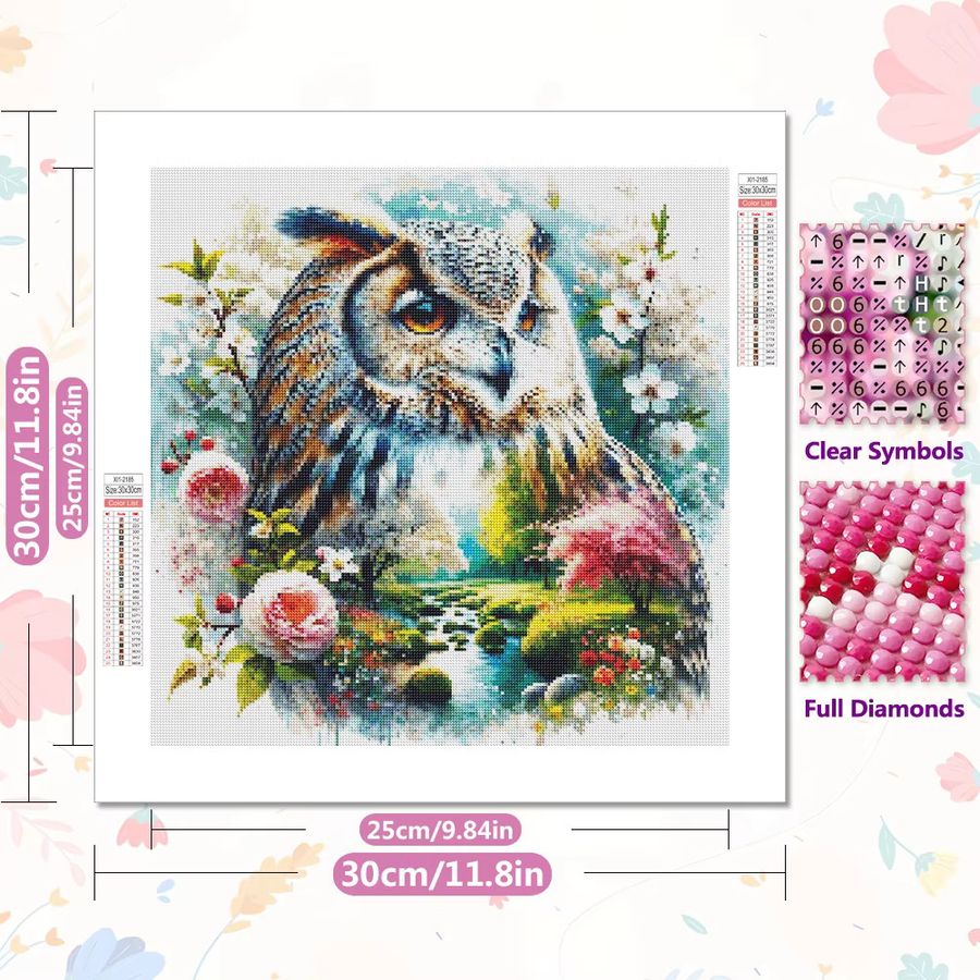 EverShine 5D-Diamantgemälde Eule DIY-Strassbild mit Full Round Steinen als Mosaik-Kunsthandwerk - Bild 2