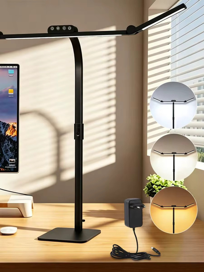 Ultrahelle LED-Schreibtischlampe in Schwarz mit Sockel oder Klemme, dimmbar per Touch, mit Augenschutz und hohem CRI-Wert für Home-Office und Studium - Bild 9