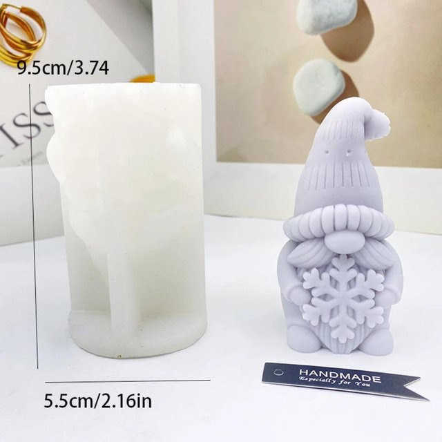 Silikonform für Weihnachtsbäume, Bartzwerge und Santa Claus zur Herstellung von Kerzen, Seife oder Schokolade, Weiß - Bild 1