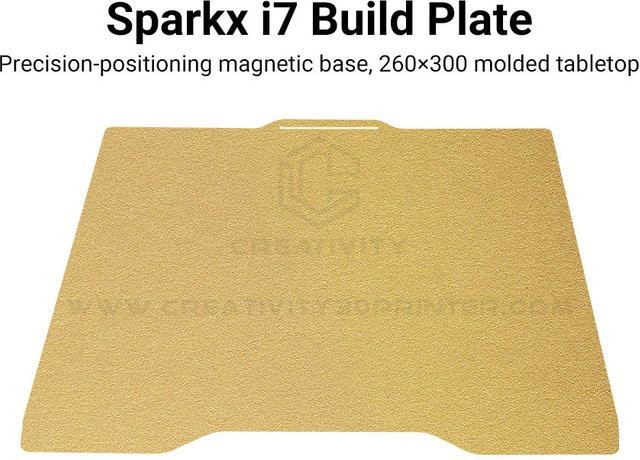 Sparkx I7 PEI-Druckplatte für Sparkx I7 Combo, doppelseitige Federstahlplatte mit texturierter Oberfläche in Gold, B/T: 26,5 x 30 cm - Bild 1
