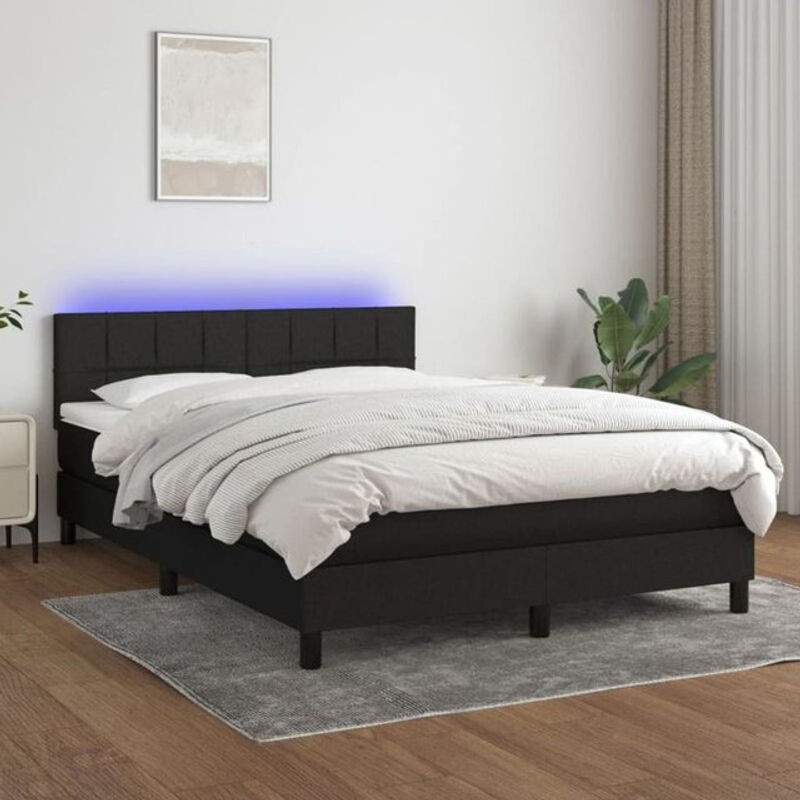 vidaxl Boxspringbett mit Matratze in Schwarz aus Stoff, B/T/H: 140 x 200 cm - Bild 1