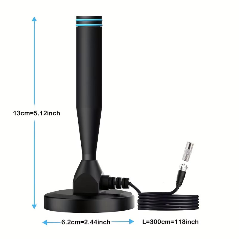 Digitale HDTV Zimmerantenne Mini DVB-T2 Antenne mit 5m Kabel und starker Signalverstärkung in Schwarz - Bild 5