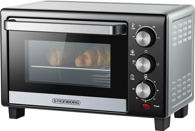 Steinborg Minibackofen 15 Liter mit Timer und Ober-/Unterhitze, 1200 Watt, Edelstahl und Glas, B/T/H: 40,8 x 30,5 x 26,6 cm - Bild 1