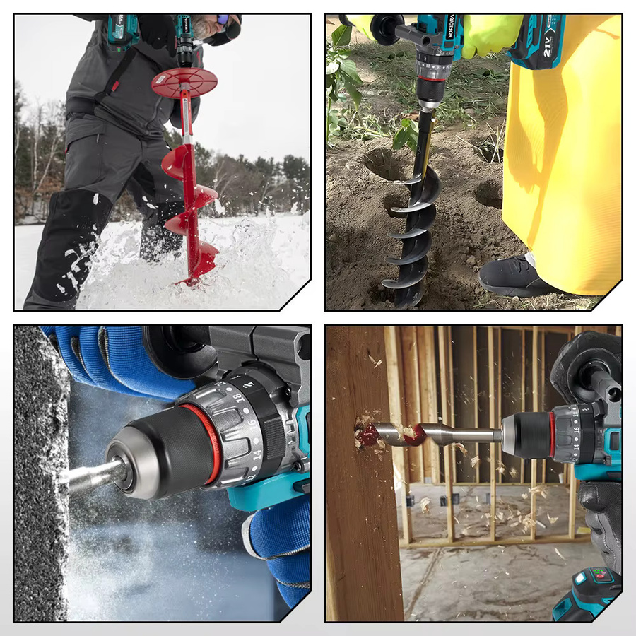 YOFIDRA Bürstenlose Schlagbohrmaschine mit 23 Drehmomentstufen und 13mm Bohrfutter kompatibel mit Makita 18-21V Akku in Petrol - Bild 6