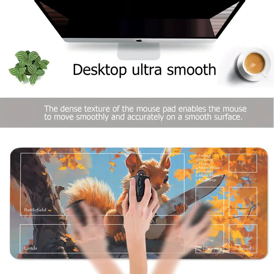 Mairuige Gaming-Spielmatte mit Kawaii Eichhörnchen-Mauspad im Fantasy-Design, mehrfarbig - Bild 5