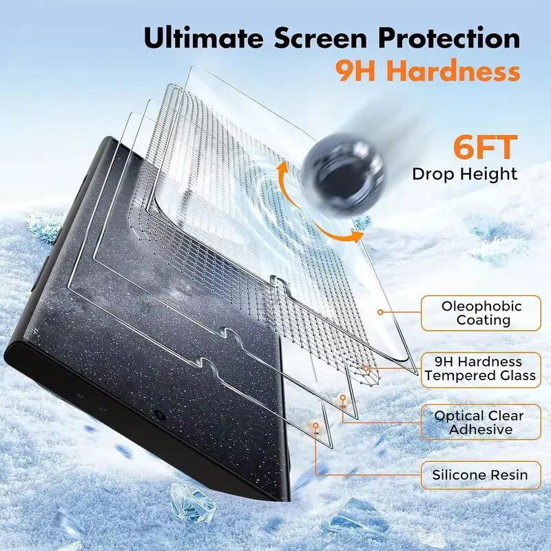 2er-Pack Full Cover Glas-Displayschutz für Samsung Galaxy S25 S24 Ultra FE A55 A54 A52 A36 A34 A26 A24 A16 A15 A06 A05 in Transparent - Bild 5